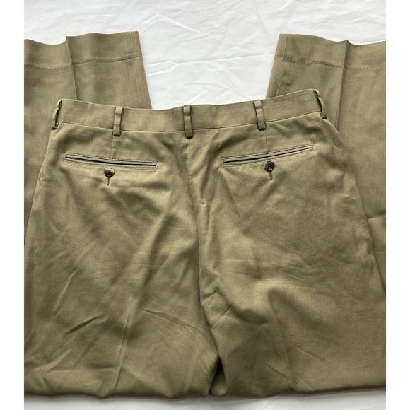 LL Bean Classic Fit Washable Year Round 100% Wool Pants Men Size 34 W Khaki Tan - Picture 5 of 11